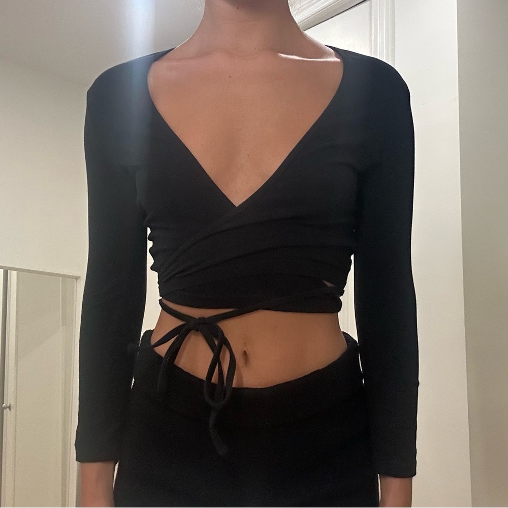 Long sleeve wrap top